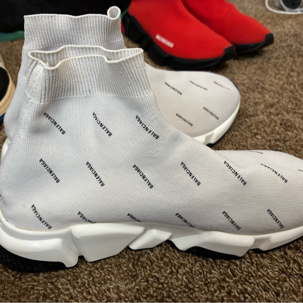 Balenciaga White Logo Sock Sneakers